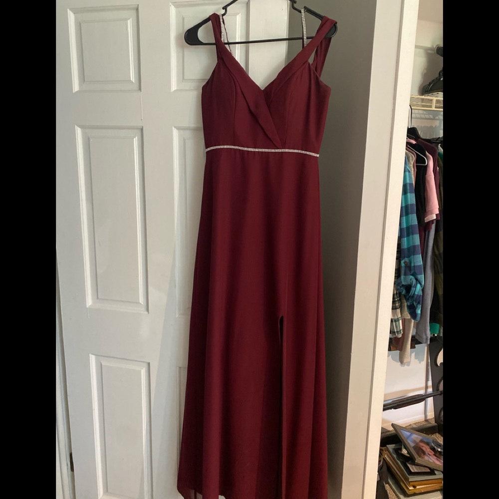 Burgundy dress used for wedding